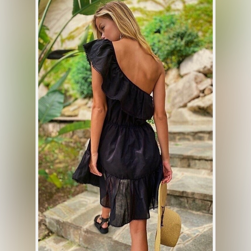 NWT! Free People one shoulder black dress graduation prom evening size S